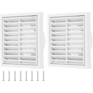 PATIKIL 4" Wall Vent, 2pcs ABS Gable Vent Grille Louvered Square Louver Air Vent Cover with Screen Mesh for Exterior Wall AC HVAC Intake Exhaust Ventilation