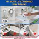 2PCS Bathroom Sink Stopper Strainer, Pop-Up Bathroom Sink Drain Strainer with Removable Stainless Steel Hair Catcher Basket, Universal Fit for US Bathroom Sinks, Bathtubs, Showers & Floor Drains