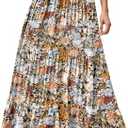 Women's Maxi Skirt with Pockets High Waisted Casual A-Line Pleated Long Skirts, size L