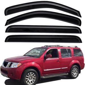 Lightronic Extra Durable Outside-Mount Auto Vent Window Visor, Fits 2005-2012 Nissan Pathfinder, UV Protection Rain Guard, Original Wind Deflector, No-Drill Easy Install, Dark Smoke, 4-Pcs