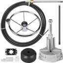 Made Outboard Steering System Boat Steering Cable 14 Feet Marine Steering System 3/4'' Shaft with Stainless Steel 13.5 Inch Wheel for Yachts and Waterborne Vehicles