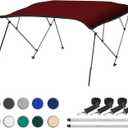 Naviskin 3-4 Bow 13 Different Size Bimini Top Cover Includes Mounting Hardwares,Storage Boot with 1 Inch Aluminum Frame (Burgundy)
