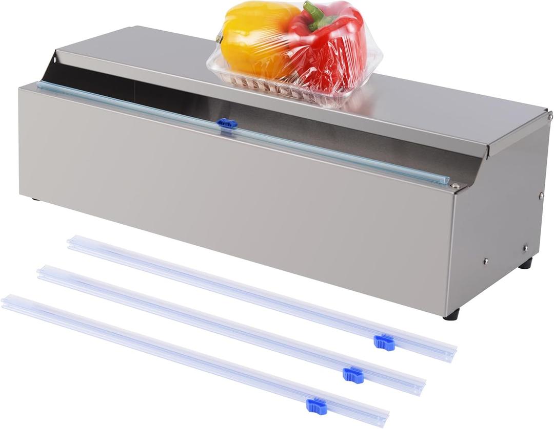 Stainless Steel Food Wrap Dispenser - 18 Commercial Stretch Film Packing Machine with Slide Cutter