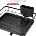 Sakugi Stainless Steel Dish Drying Rack for Kitchen Counter, Sink Organization and Storage Essentials with Silverware & Utensil Holder, Home and Apartment Decor, 12''W x 15.5''L, Black, Standard - 12"w X 15.5"l