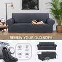 KEKUOU Stretch Sofa Cover Slipcover Couch Covers for 3 Cushion Couch Sofa pet Friendly (78"-94") Furniture Protector Sofa with Elastic Bottom for Kids,Dog, Jacquard Small Checked(Large, Charcoal)