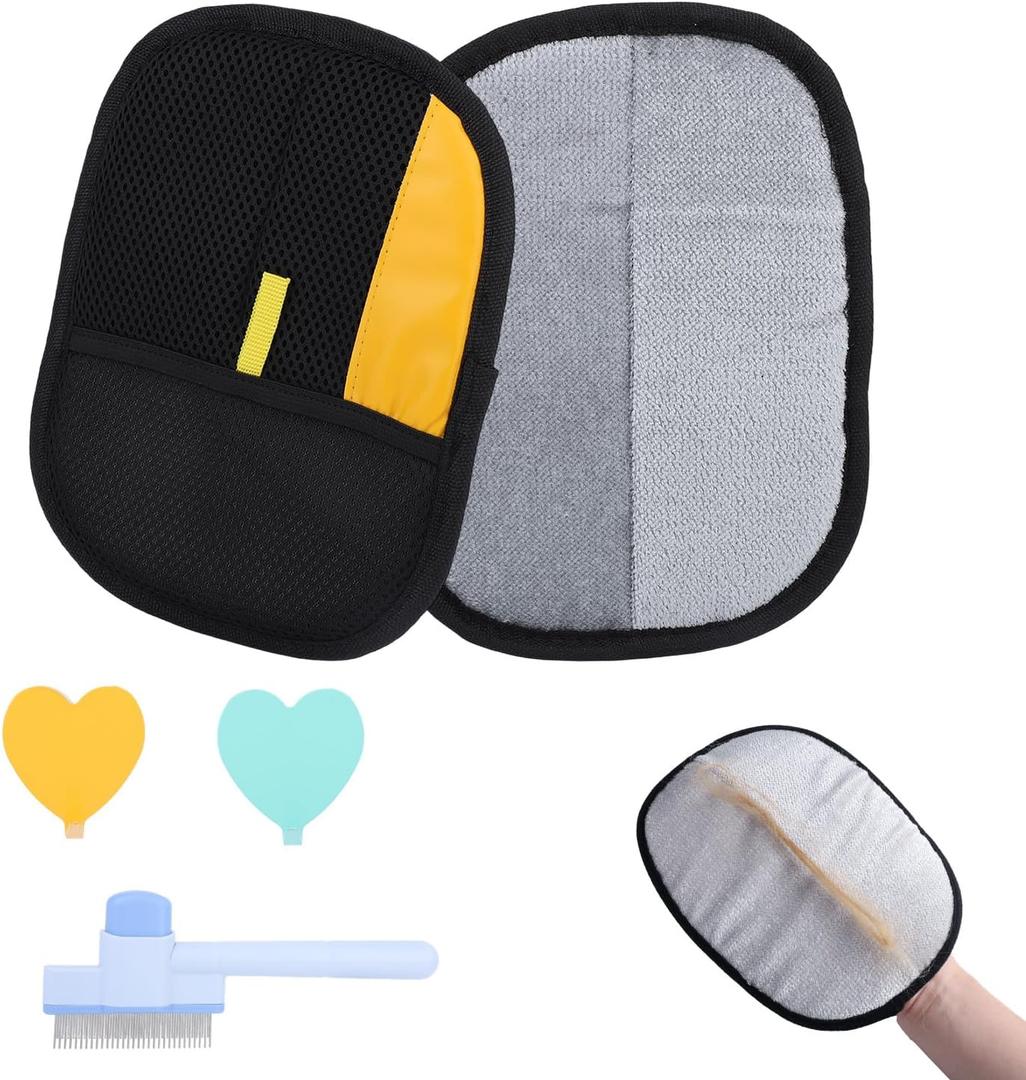 lasuroa 2pcs Hair Removal Mitt Gloves for Pet, Dog Hair Static Removal Gloves Reusable Double Sided Electrostatic Cat Grooming Remover Tool Supplies for Floor Couch, Carpet, Car Seat, Furniture