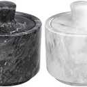 Flexzion Marble Salt Cellar with Lid - Salt and Pepper Bowls Dish Container for Kitchen - Marble Pepper Jar Storage Box Holder for Paprika, Herbs, Sugar, Jewelry & Watches