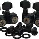6 In-line Guitar Locking Tuners, 1:18 Gear Ratio Lock String Tuning Key Pegs Machine Heads Replacement, Black