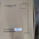 65” Walnut Gold Boho Floor Lamp for Living Room, 1200 Lumens 3-Level Brightness Rattan Floor Lamp for Bedroom, Wood Mid Century Modern Arc Standing Lamp, Rattan Tall Lamp, LED Bulb Included