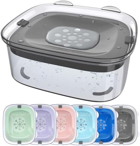 AONKEY 3L Dog Water Bowl No Spill, 101oz Large Spill Proof Dog Bowl Reduce Refill, Anti Splash No Mess Dispenser Dripless Slow Drinking Water Bowl for Sloppy Messy Drinkers (Gray)