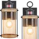 Motion Sensor Outdoor Wall Lights Waterproof,Dusk to Dawn Outdoor Lighting,Outdoor Lights for House with Seeded Glass,Matte Black & Wood Grain Finish,2 Pack