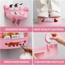 LEVERLOC Corner Shower Caddy Suction Cup, shower shelves suction cup, 2 Pack Basket Powerful Bathroom, Waterproof & Oil-proof Organizer for Kitchen, No-Drilling Removable (Pink)