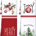 Bencailor 4 Pcs Christmas Kitchen Towels Set Christmas Decorative Tea Dish Towels Holiday Drying Cloth Hand Towel for Xmas Bathroom,15.75" x 23.62"(Red, Green, White,Joyful)