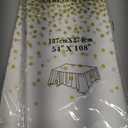 8 Pack White and Gold Polka Dot Disposable Plastic Tablecloths 54x108 Inch Rectangle for 6 Foot Tables, Waterproof Party Table Covers for Wedding Birthday