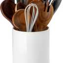 Nucookery Utensil Holder, 6.4" Ceramic Kitchen Utensil Holder with Countertop-Protection Cork Bottom, Farmhouse Kitchen Decor for Counter, Gift (White)