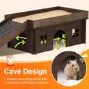 Large Bunny House with Stair, Wooden Bunny Castle Rabbit Hideout, Chinchilla and Guinea Pigs Hut Hideouts, Sturdy Rabbit Cage Hamster Hideout Bed HutchExcluding String Lights