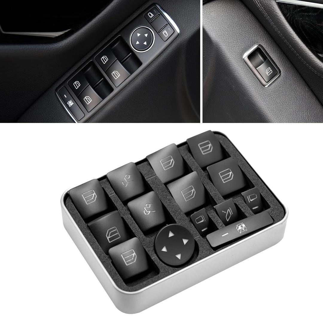 Moonlinks Inner Door Power Window Switch Button Covers Trim Sticker Replacement Compatible with Mercedes Benz A B C E G GLA CLA GLK GL ML GLE Class W204 W212 W246 W166 X166 X204 Tesla Modle X S 14 PCS