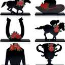 6 Pack Kentucky Horse Wooden Centerpieces Horse Race Wooden Signs Horse Racing Ornaments for Derby Day Horse Race Party Decorations