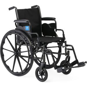 Medline 16 Height Adjustable K3 Wheelchair with Swing-Back Desk-Length Arms & Swing-Away Footrests, 300 lbs. Capacity, Transport Aid, Adults & Seniors