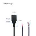 2 x 2Pcs USB A Female Plug to Bare Wire Open End Cable 3.3Ft(100cm) 5V 2.1A 2 & 4 cores Power and Data Transmission Pigtail Repair Tin on The Tail Cable Cord DIY Black