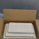 Famiware Serving Platter, Rectangular 15.67/ 14.1/ 12.6inch Serving Dishes for Entertaining, Microwave Dishwasher Safe, Stoneware Serving Trays for Party, Turkey, Cheese, Ocean Series, Vanilla White