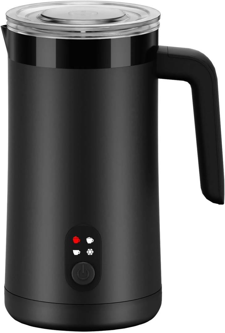 Ovetedot Milk Frother, 4-in-1 Milk Frother and Steamer, 13.5oz/ 400ml Automatic Hot and Cold Foam Maker and Milk Warmer, Electric Frother for Coffee, Latte, Cappuccino, Macchiato, Matcha(Black)