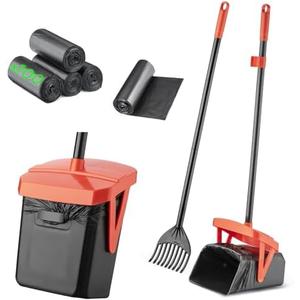 TIMINGILA 36" Pooper Scooper Swivel Bin & Rake with 100 Dog Poop Bags,Adjustable Long Handle for No-Bend Cleanup,Portable Non-Breakable Dog Poop Scooper for Large Medium Small Dogs