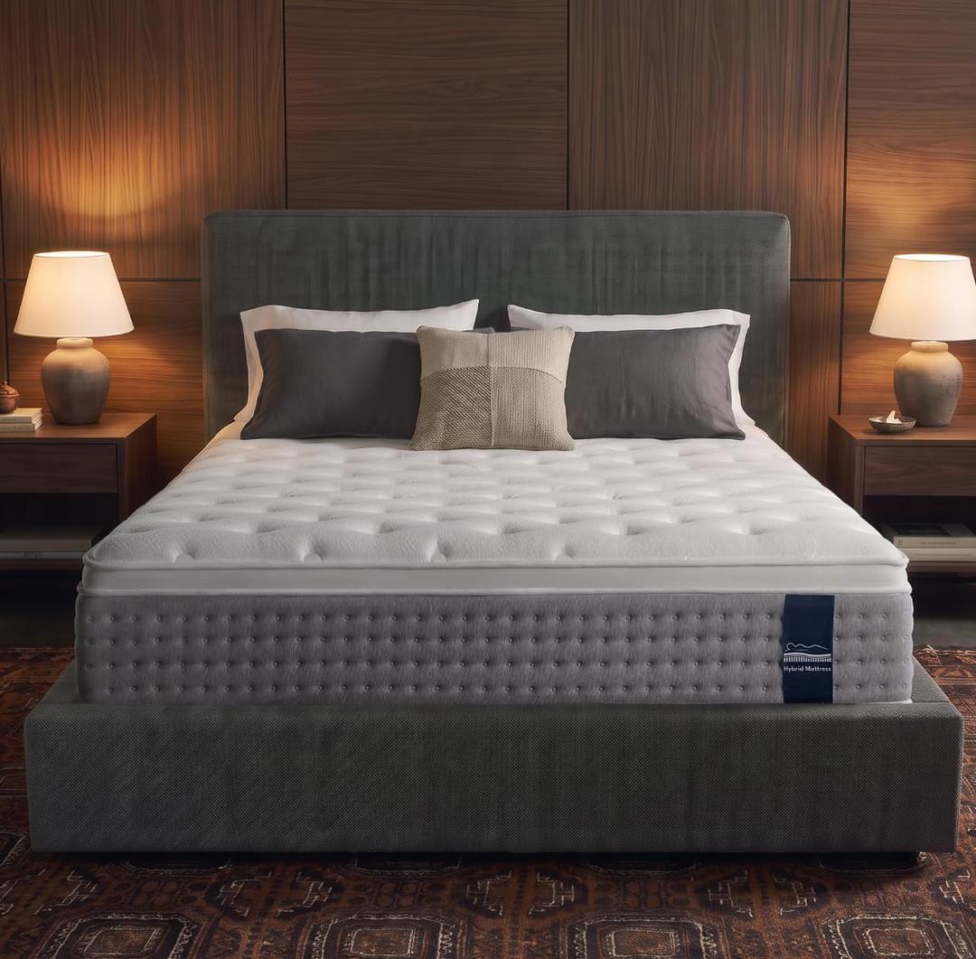 12 Inch Queen Hybrid Mattress, Gel Foam, Pocket Coils, Medium Firm