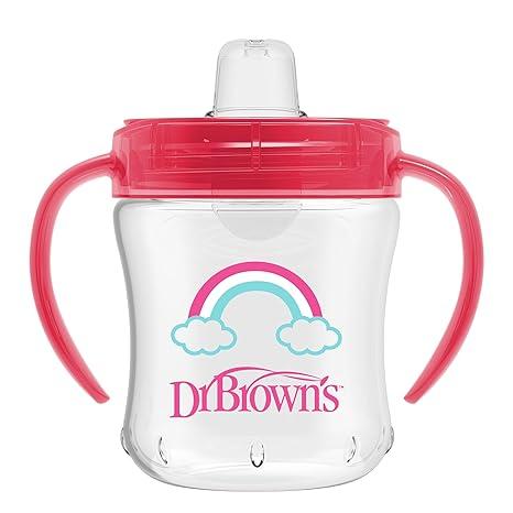 Dr. Brown's Milestones Soft Spout Sippy Cup with Handles, BPA-Free, Pink Rainbow