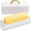 Sweese Butter Dish with Lid for Countertop - Butter Container - Butter Saver, 4oz Beautiful Small Butter Tray for East West Coast Butter, Fridge, Dishwasher Safe-White