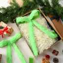 Hoteam 12pcs Large Furry Christmas Bows 11 x 18 Inch Faux Fur Tree Topper Decorations Rustic Fluffy Ornaments for Christmas Tree Wreath Door Porch Farmhouse Holiday Party Decor(Green)