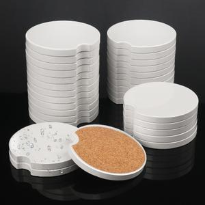 GNIEMCKIN 50 PCS 2.56 in Sublimation Auto Coasters, DIY Personalization Option, Keep Car from Cold Drink Spills