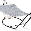 SUNCREAT Hammocks Outdoor Rope Hammock with Stand Included, 475 lbs Capacity, Heavy Duty Double Hammock with Stand, Patent Pending, Gray Pattern
