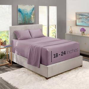 Nestl King Size Sheet Set, 4 Piece Extra Deep Pocket (18-24 inches), Microfiber, Hotel Luxury, Soft, Breathable, Wrinkle-Free, Easy to Care, Dusty Purple