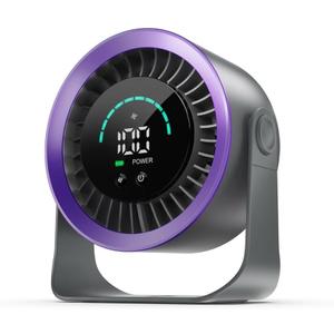 Mini Desk Fan, Small USB Rechargeable Quiet Desktop Fan, Cooling Table Electric Fan with LED Digital Display, 360°Adjustable Tilt for Bedroom, Office & Home (Purple)