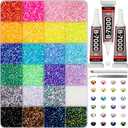 33000Pcs Rhinestones for Bedazzling, 3mm Bedazzler Kit with Flatback Rhinestones for Clothes Crafting Crafts Nails Clothing, Flat Back Resin Rainbow Colorful Colored Crystal with B 7000 Glue Clear