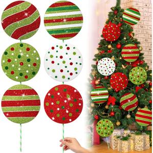 Hungdao 6 Pcs 15.75'' Large 3D Christmas Peppermint Lollipop Yard Decorations Red Green White Candy Signs with Stakes Xmas Winter Holiday Garden Sign Photo Prop Decor for Tree Lawn Patio Driveway