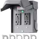 DEWENWILS Outdoor Electrical Outlet Box, Dual 20 AMP WRTR GFCI Receptacles with Rainproof 3R Enclosure, Waterproof GFCI Outlet Box with Cover for Garden, Outdoor Lights, ETL Listed