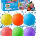 Reusable Water Balloons 6 Pcs, Quick-Fill Summer Water Toys for Pool Parties & Outdoor Beach Backyard Games, Durable Splash Balls for Kids