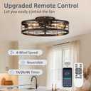 VOLISUN Caged Ceiling Fan with Light and Remote,19.7 inch Fandelier Ceiling Fan with Light Flush Mount, Farmhouse Bladeless Ceiling Fans with Lights for Kitchen,Bedroom