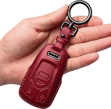 Tukellen for Audi Key Fob Cover Genuine Leather with Keychain,Leather Key Case Protector Compatible Audi A4 Q7 Q5 TT A3 A6 SQ5 R8 S5 Smart Key-Red Tukellen for Audi Key Fob Cover Genuine Leather with Keychain,Leather Key Case Protector Compatible Audi A4 Q7 Q5 TT A3 A6 SQ5 R8 S5 Smart Key-Red