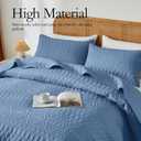 akkialla Twin Quilt Set, Boho Style in a Solid Color, Bluish Grey Lightweight Microfiber Bedspread, Soft and Breathable Coverlet for All Seasons, 2-Piece Bedding Set (1 Quilt, 1 Pillow Sham)