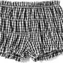 Y2k Boxer Shorts Women Lolita Bloomers Plaid Sexy Ruffle Bottoms Low Waist Pajamas Lounge Sleep Pj Mini Pants (Medium)