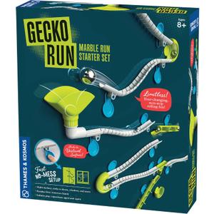Gecko Run Marble Run Starter Set by Thames & Kosmos, Toy of the Year Winner - 63 Piece Vertical Marble Run, Flexible Tracks | Fast, No-Mess Setup, Residue-Free Nano-Adhesive Pads, Creative Play