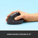Logitech Lift Vertical Ergonomic Mouse, Wireless, Bluetooth or Logi Bolt USB Receiver, Quiet clicks, 4 Buttons, Compatible with Windows/macOS/iPadOS, Laptop, PC - Graphite