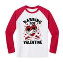Valentines Day Kid Boys Girls Heart Dabbing Top Red White Raglan Long Sleeve Crew Neck T-Shirt 5-6 Years