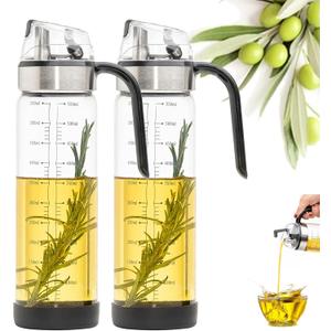 CHEFTOON Olive Oil Dispenser Bottle, Auto Flip bottles for kitchen, 18 OZ with Leakproof Cap, Easy Clean and vinegar dispenser set of 2