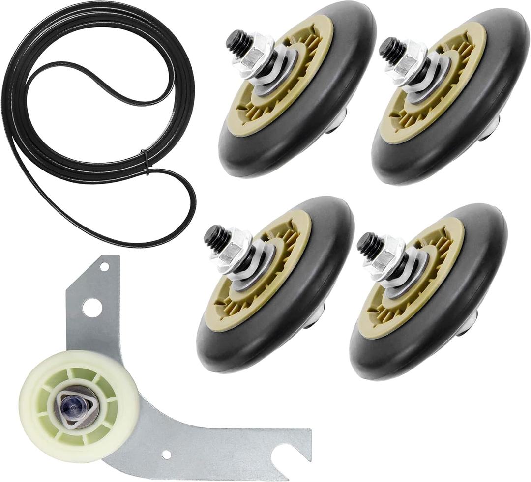 Dryer Repair Kit Compatible With electrolux Dryers Includes 137315300 Dryer Belt(1pc), 134715900 Drum Support Wheel(4pcs) and 134793500 Idler Pulley(1pc), Figure 7 Shows More Compatible Models