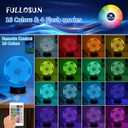 FULLOSUN Kids Night Light Soccer 3D Optical Illusion Lamp with Remote Control 16 Colors Changing Football Birthday Xmas Valentine's Day Gift Idea for Sport Fan Boys Girls