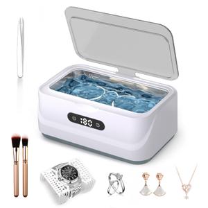 Ultrasonic Jewelry Cleaner: 48Khz Ring Cleaner Ultrasonic Machine with Digital Timer, 4 Cleaning Modes, 24W Sonic Cleaner for Jewelry, Glasses, Retainer, Watch Strap, Home & Travel Use, 13.5oz